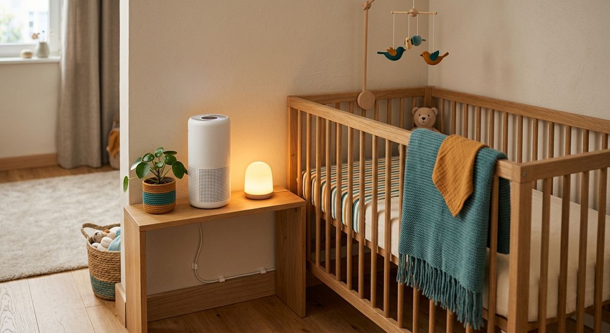 Dark air purifier in a nursery