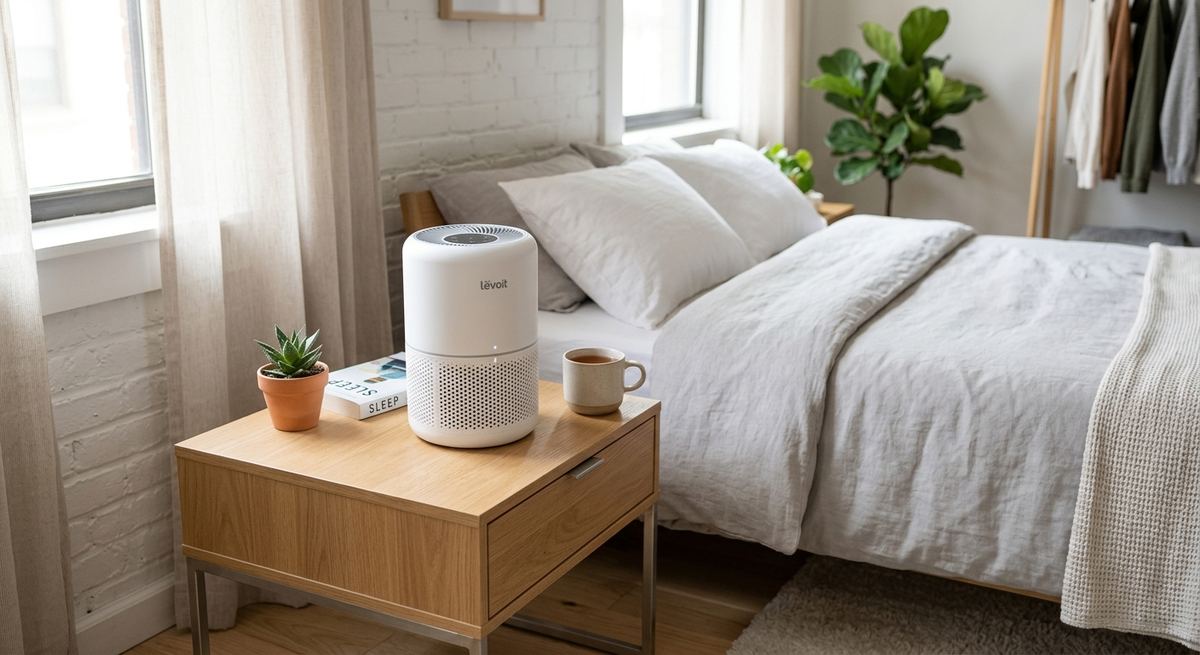 A compact air purifier in a small apartment
