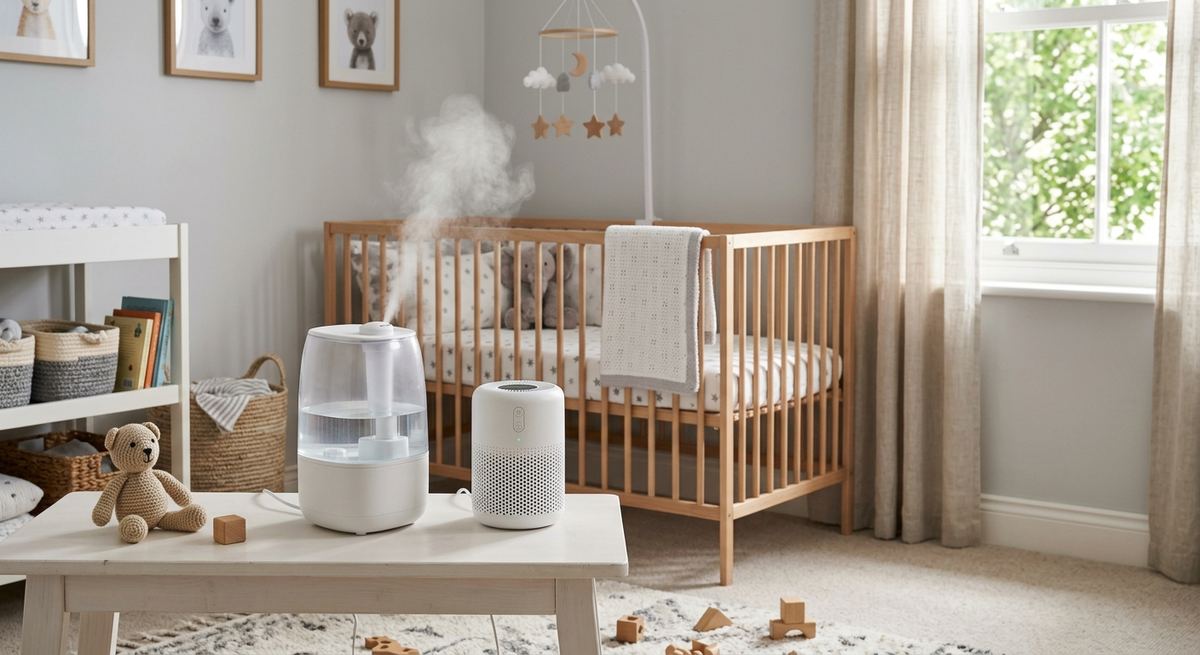 A humidifier and purifier in a baby's room